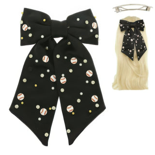 Gane Day Jeweled Baseball Bow Barrette Hair Clip - Wear Arielle