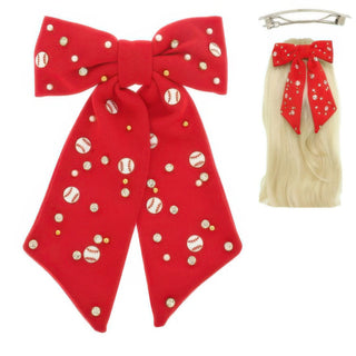 Gane Day Jeweled Baseball Bow Barrette Hair Clip - Wear Arielle