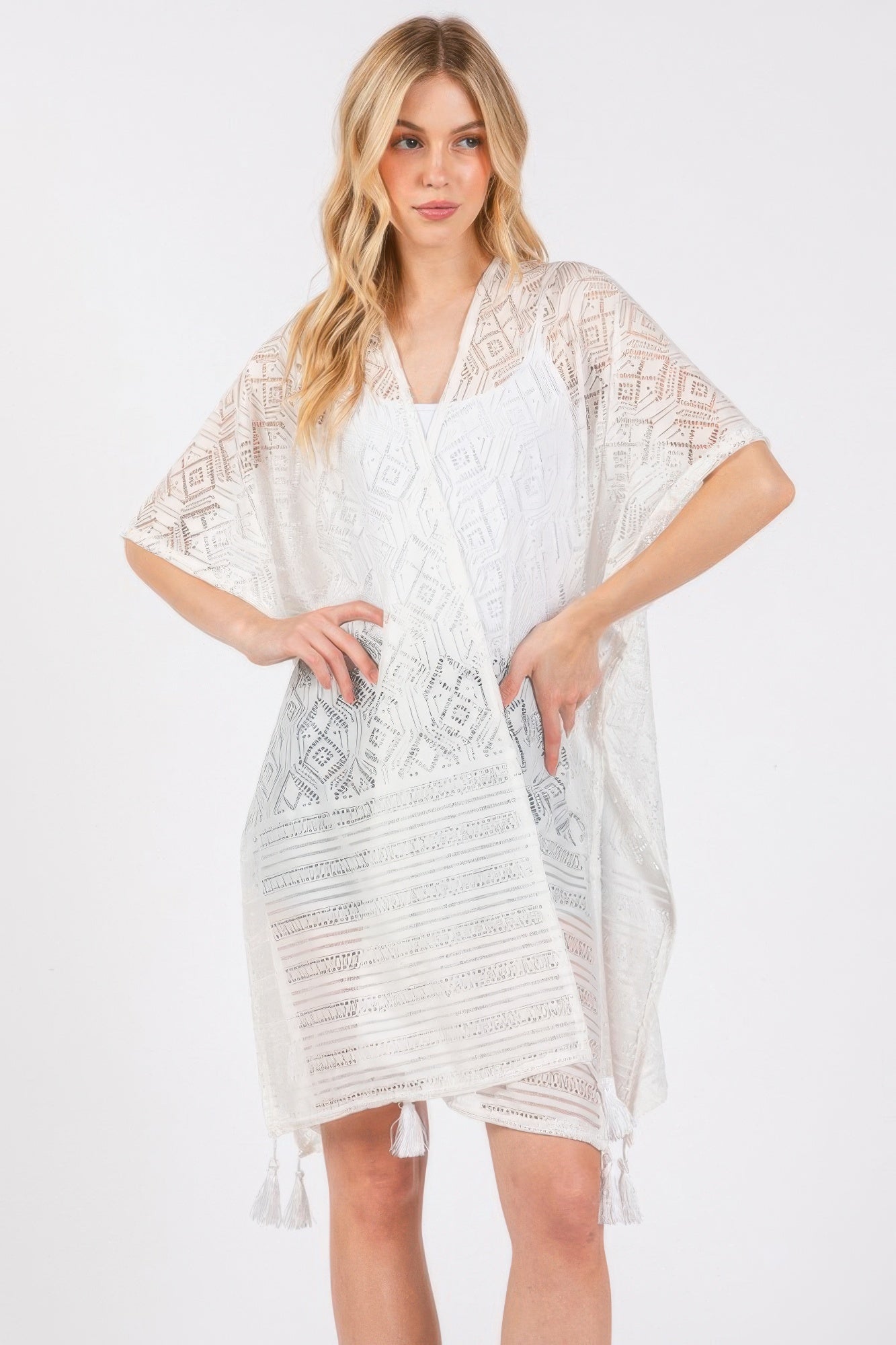 Geometric Pattern Tassel Cover Up - Wear Arielle