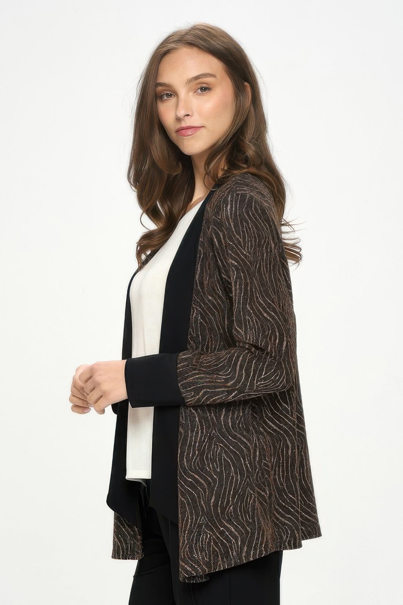 Glitter Nylon Long Sleeve Contrast Jacket - Wear Arielle