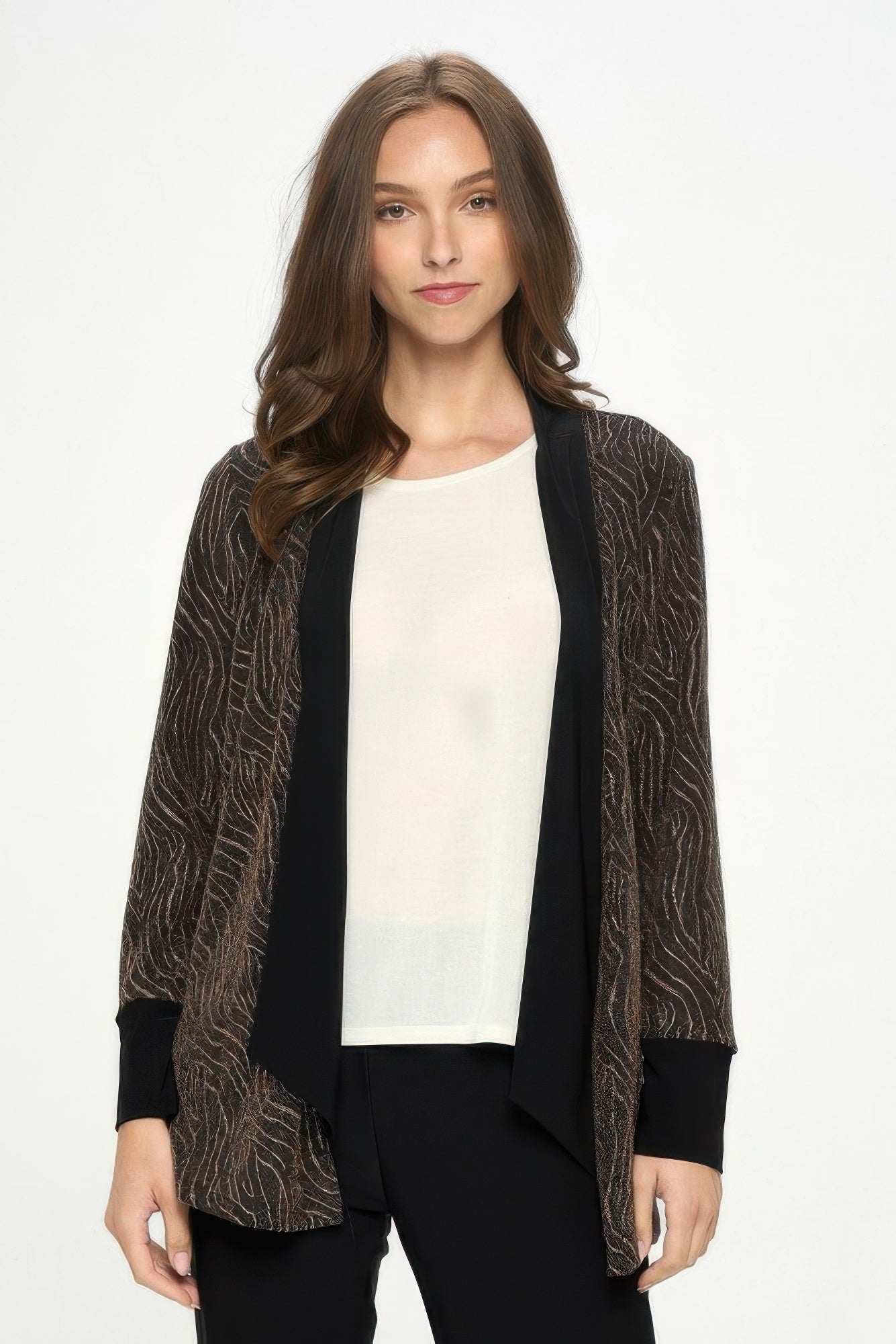 Glitter Nylon Long Sleeve Contrast Jacket - Wear Arielle