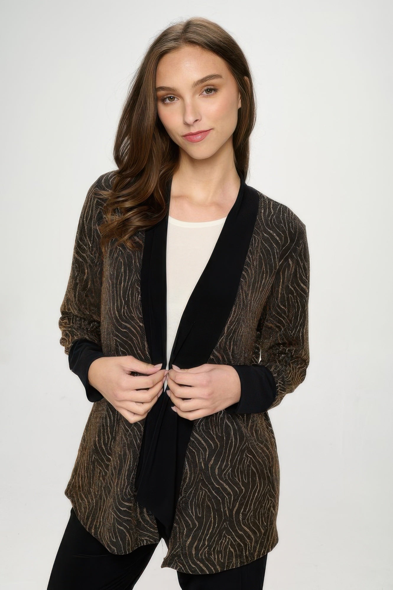 Glitter Nylon Long Sleeve Contrast Jacket - Wear Arielle