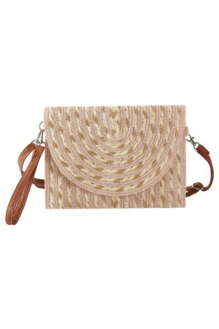 Gold Threads Mixed Color Straw Clutch Crossbodybag - Wear Arielle