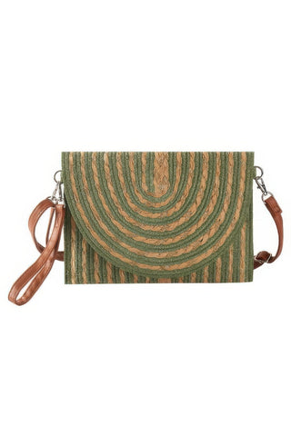 Gold Threads Mixed Color Straw Clutch Crossbodybag - Wear Arielle
