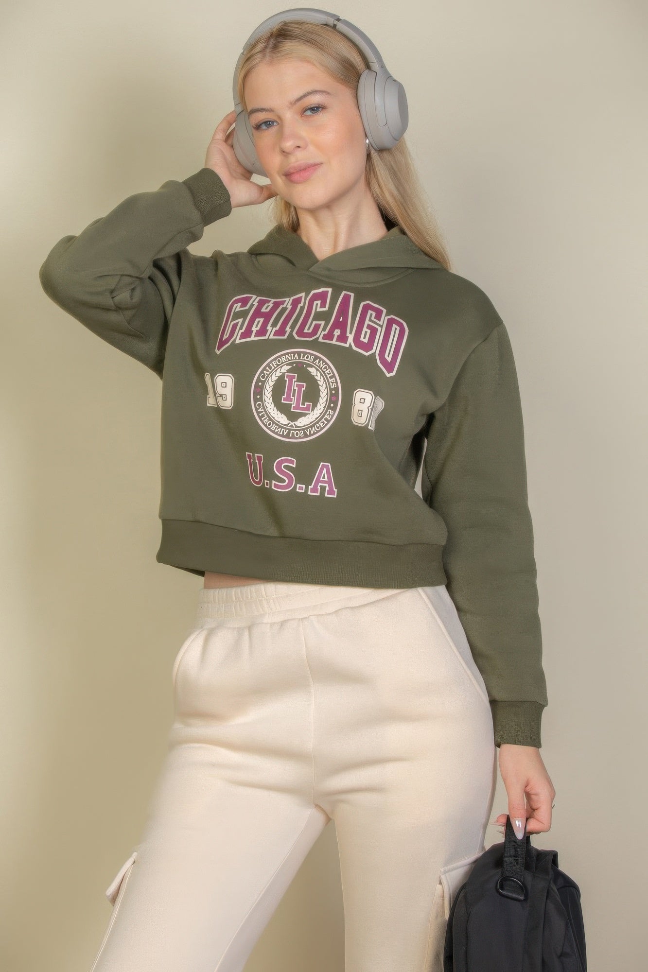 Graphic Drop Shoulder Pull Over Hoodie - Wear Arielle