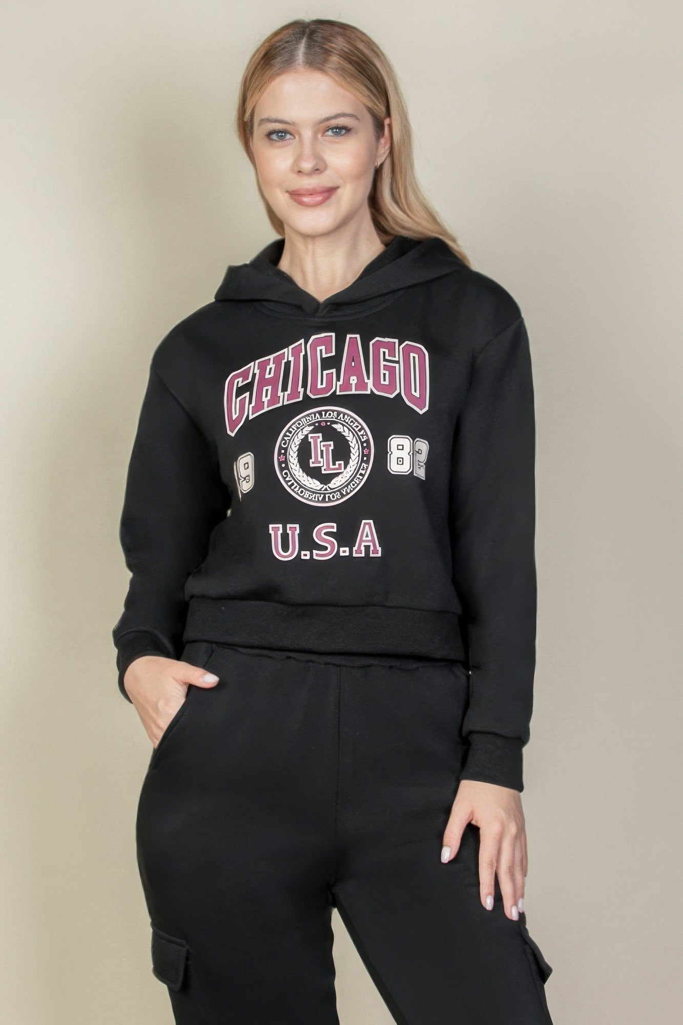 Graphic Drop Shoulder Pull Over Hoodie - Wear Arielle