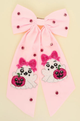 Halloween Theme Ghost Bow Barrette Hair Clip - Wear Arielle