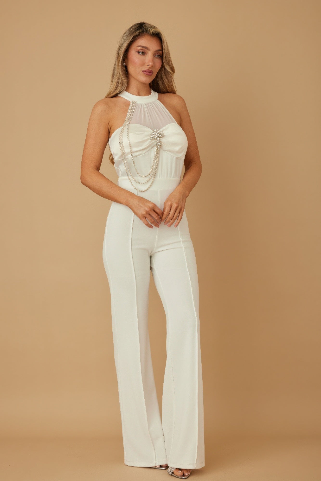 Halter Style Jumpsuit With Drag Chain - Wear Arielle