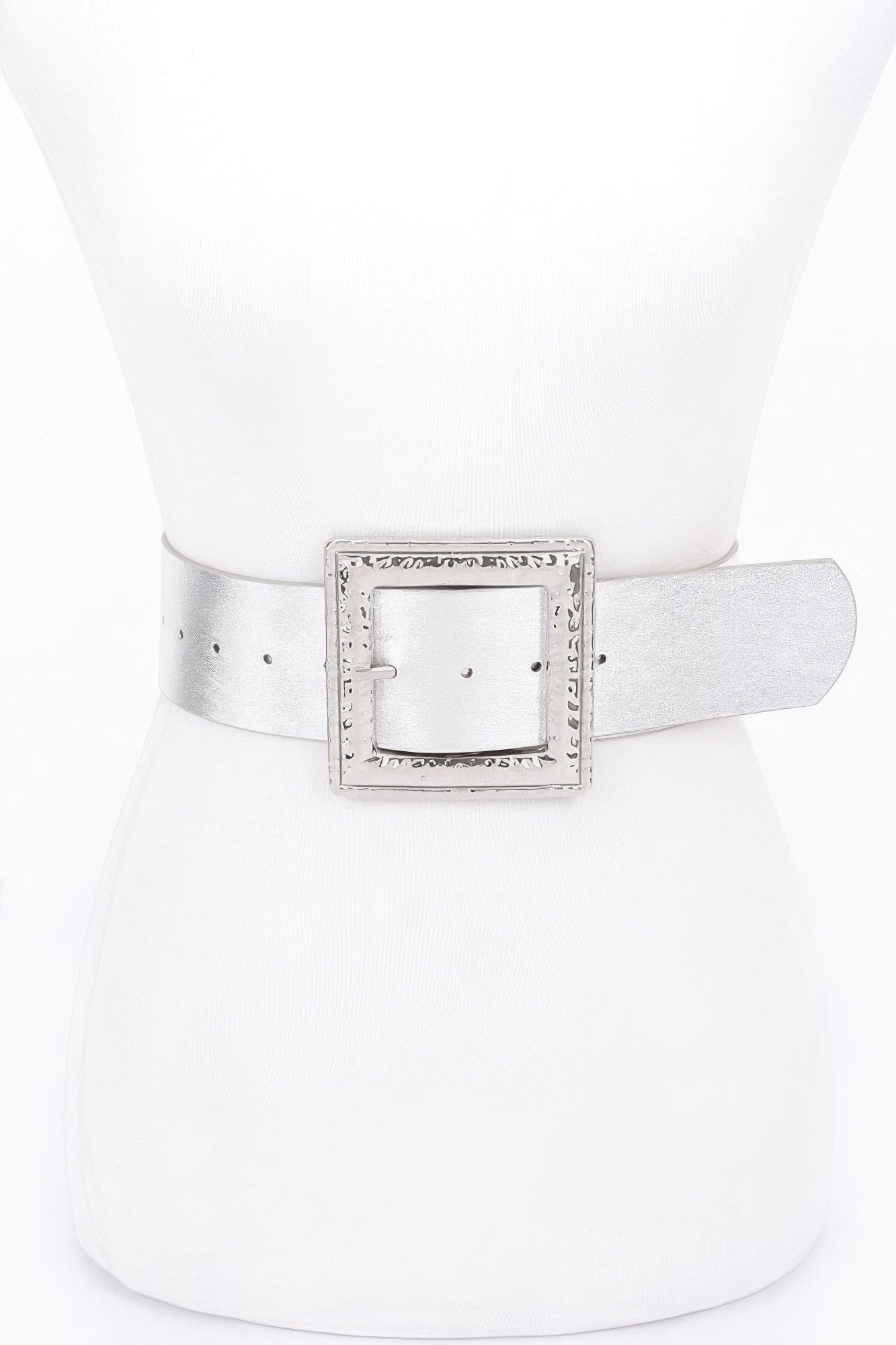 Hammered Metal Buckle Stretch Belt - Wear Arielle