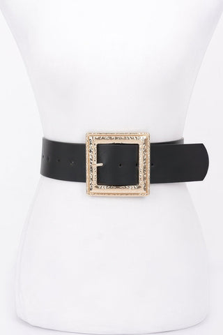 Hammered Metal Buckle Stretch Belt - Wear Arielle