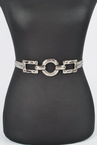 Hammered Metal Buckle Stretch Belt - Wear Arielle