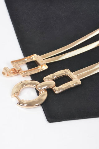 Hammered Metal Buckle Stretch Belt - Wear Arielle