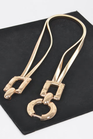 Hammered Metal Buckle Stretch Belt - Wear Arielle