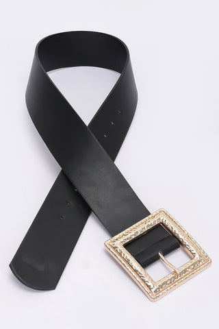 Hammered Metal Buckle Stretch Belt - Wear Arielle