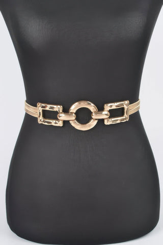 Hammered Metal Buckle Stretch Belt - Wear Arielle