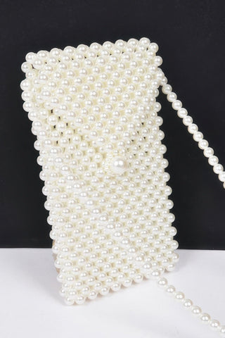 Hand Made Faux Pearl Bead Crossbody Small Bag - Wear Arielle