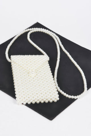 Hand Made Faux Pearl Bead Crossbody Small Bag - Wear Arielle
