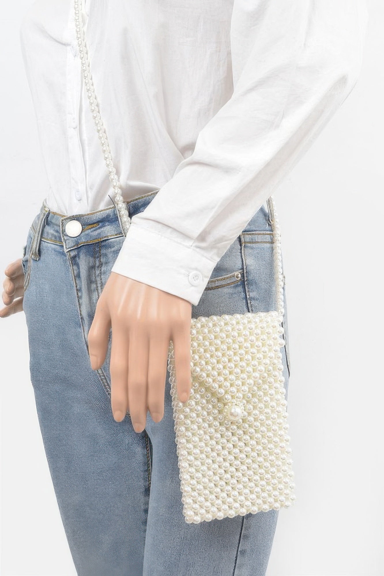 Hand Made Faux Pearl Bead Crossbody Small Bag - Wear Arielle