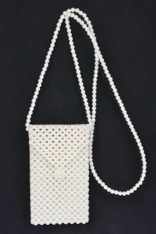Hand Made Faux Pearl Bead Crossbody Small Bag - Wear Arielle