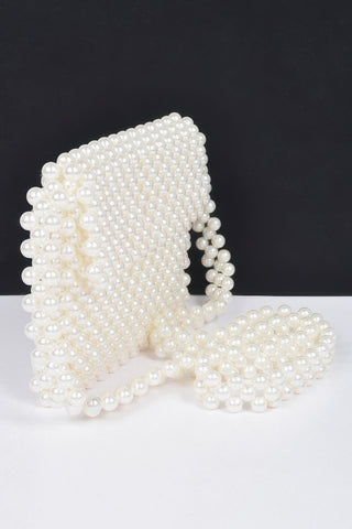 Hand Made Faux Pearl Bead Flap Crossbody Bag - Wear Arielle