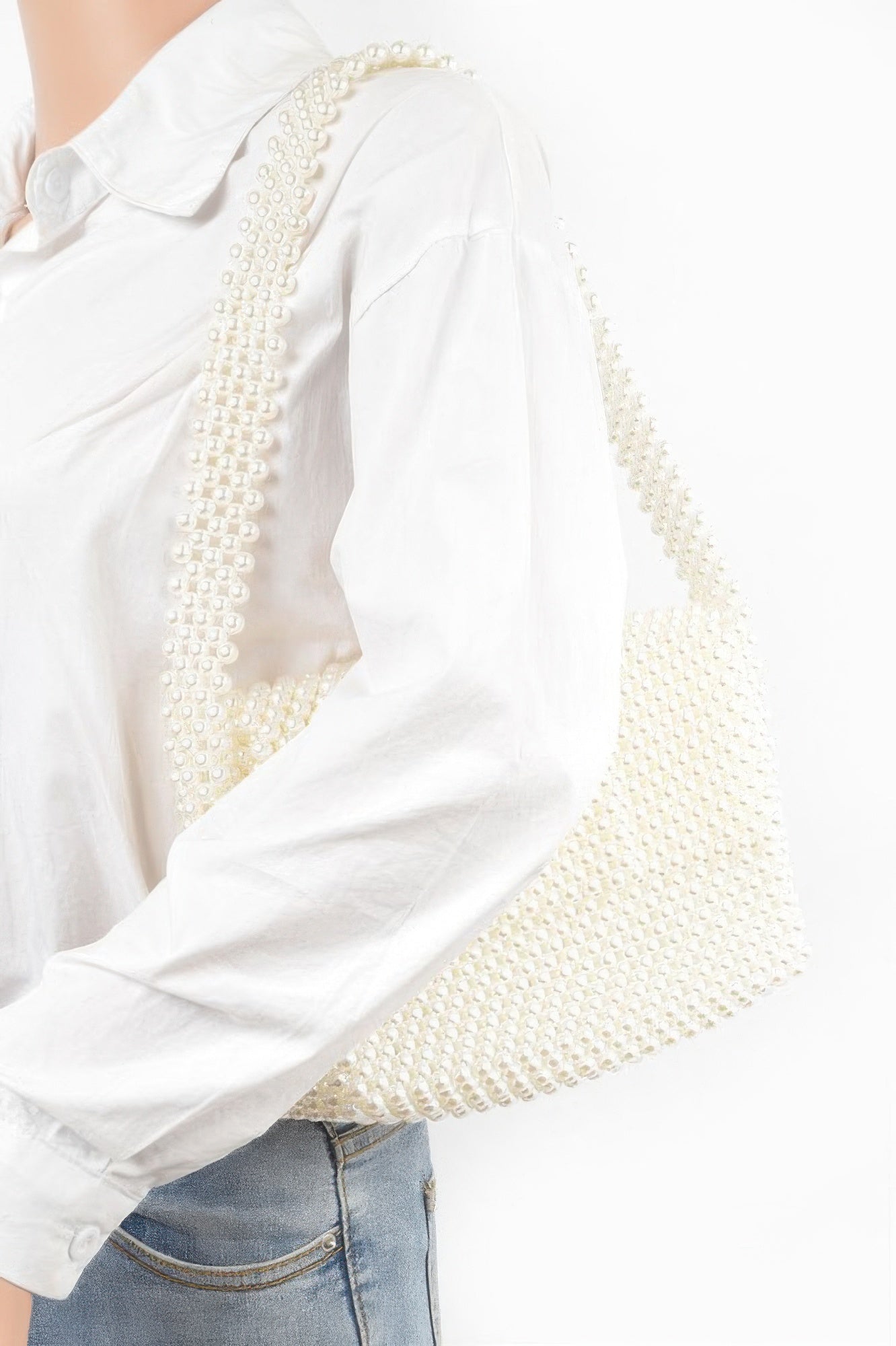 Hand Made Faux Pearl Bead Flap Shoulder Bag - Wear Arielle