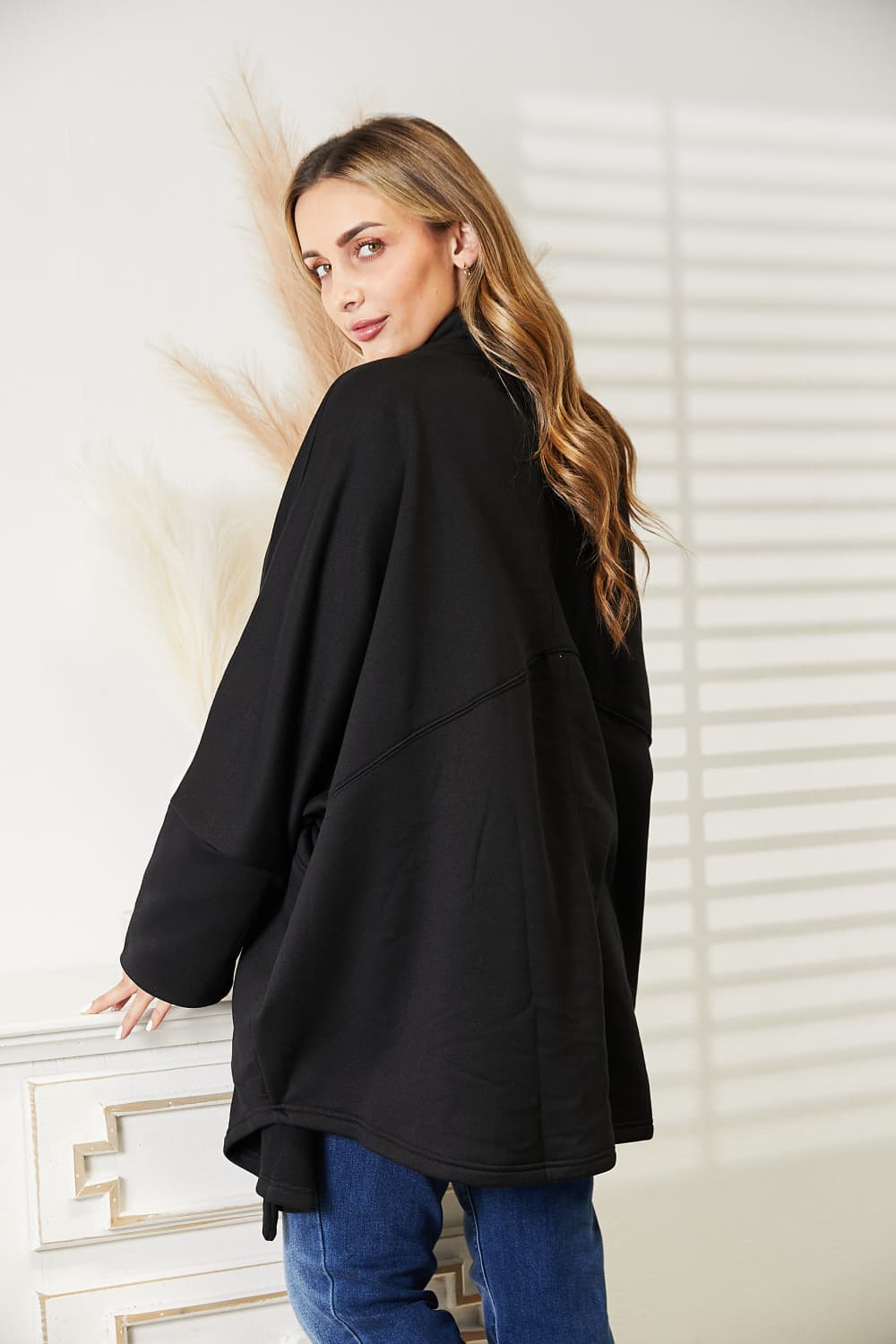 HEYSON Full Size Open Front Cardigan with Scarf Design - Wear Arielle