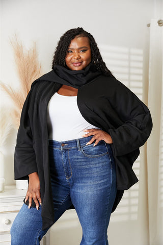 HEYSON Full Size Open Front Cardigan with Scarf Design - Wear Arielle
