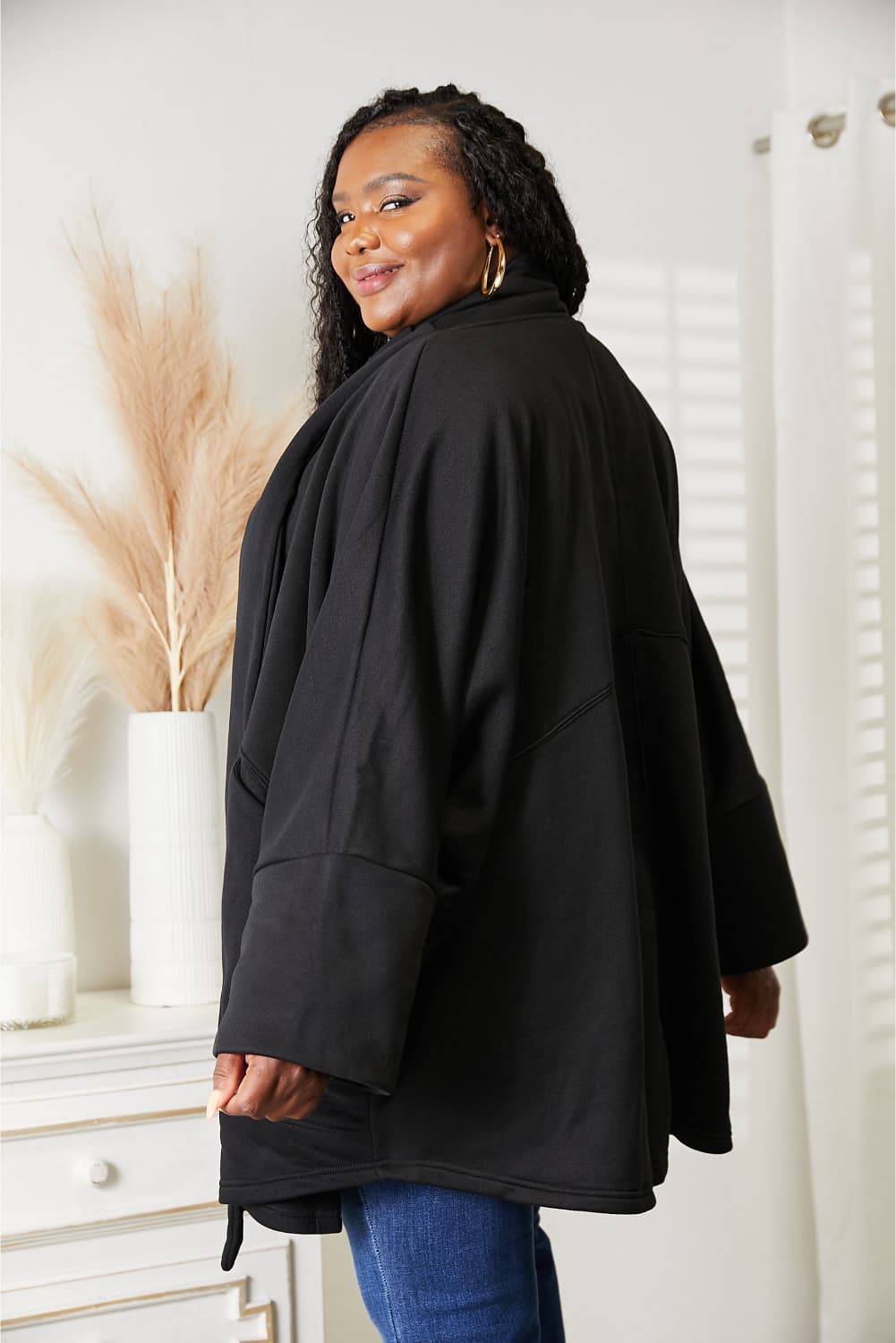 HEYSON Full Size Open Front Cardigan with Scarf Design - Wear Arielle