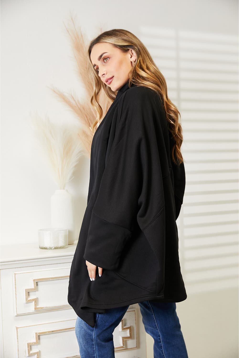 HEYSON Full Size Open Front Cardigan with Scarf Design - Wear Arielle