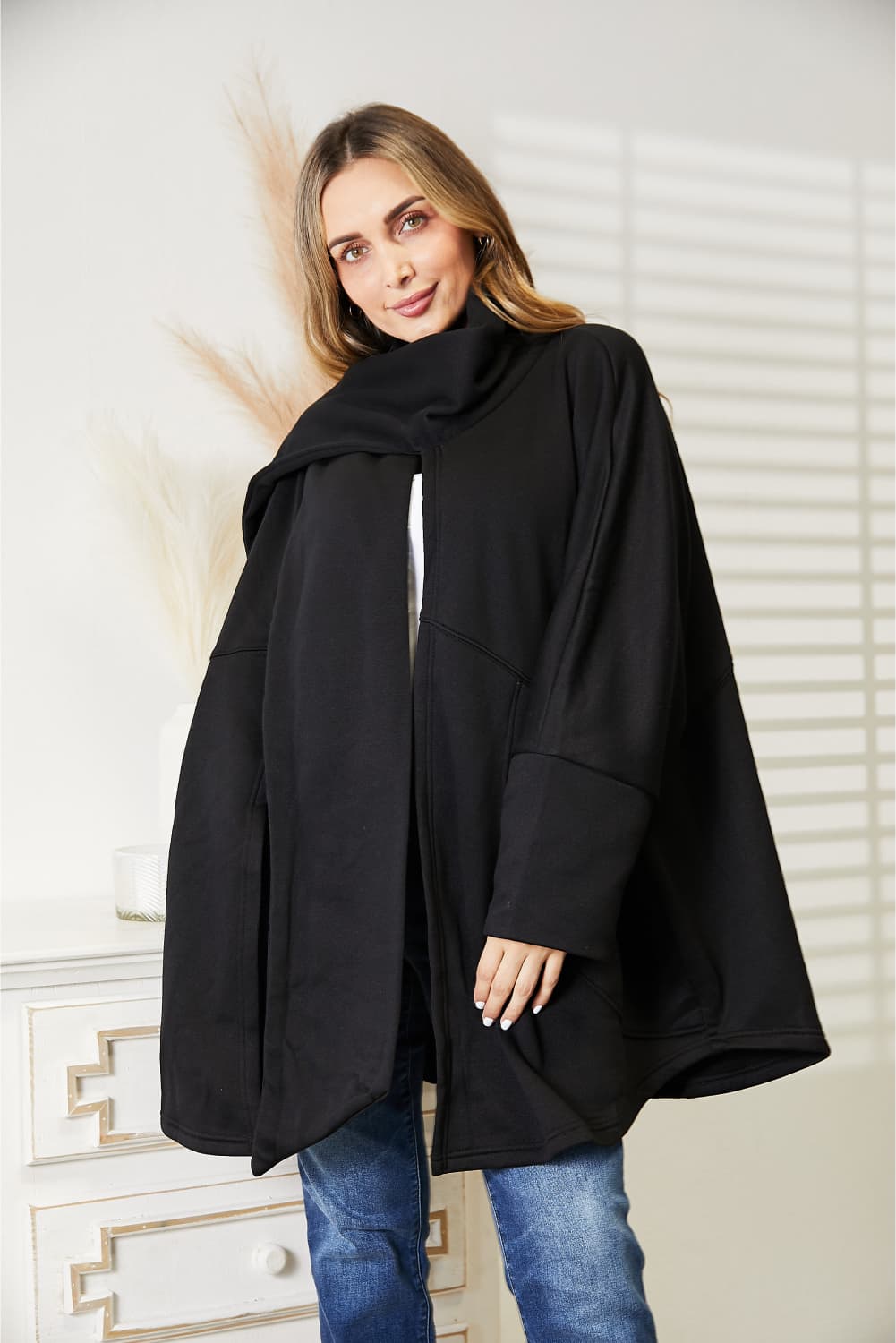HEYSON Full Size Open Front Cardigan with Scarf Design - Wear Arielle