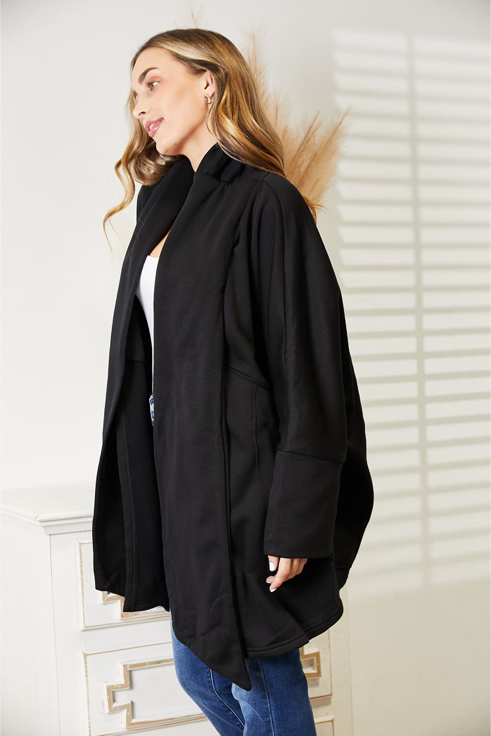 HEYSON Full Size Open Front Cardigan with Scarf Design - Wear Arielle