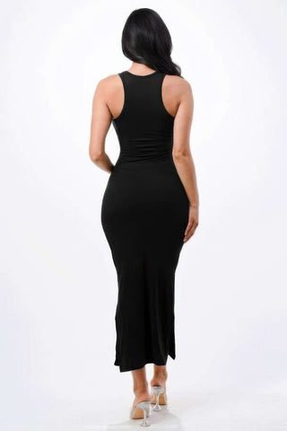 High Neck Side Slit Max Dress - Wear Arielle