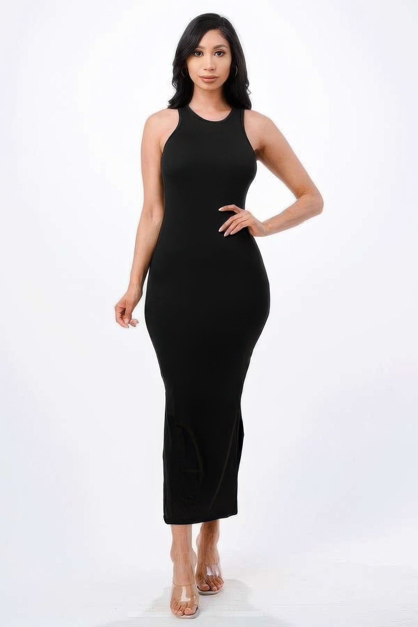 High Neck Side Slit Max Dress - Wear Arielle