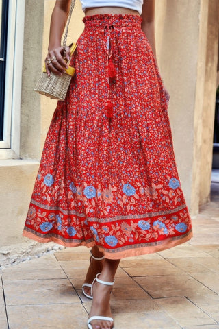 High Rise Drawstring Ruffled Maxi Skirt - Wear Arielle