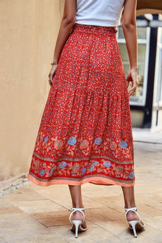 High Rise Drawstring Ruffled Maxi Skirt - Wear Arielle