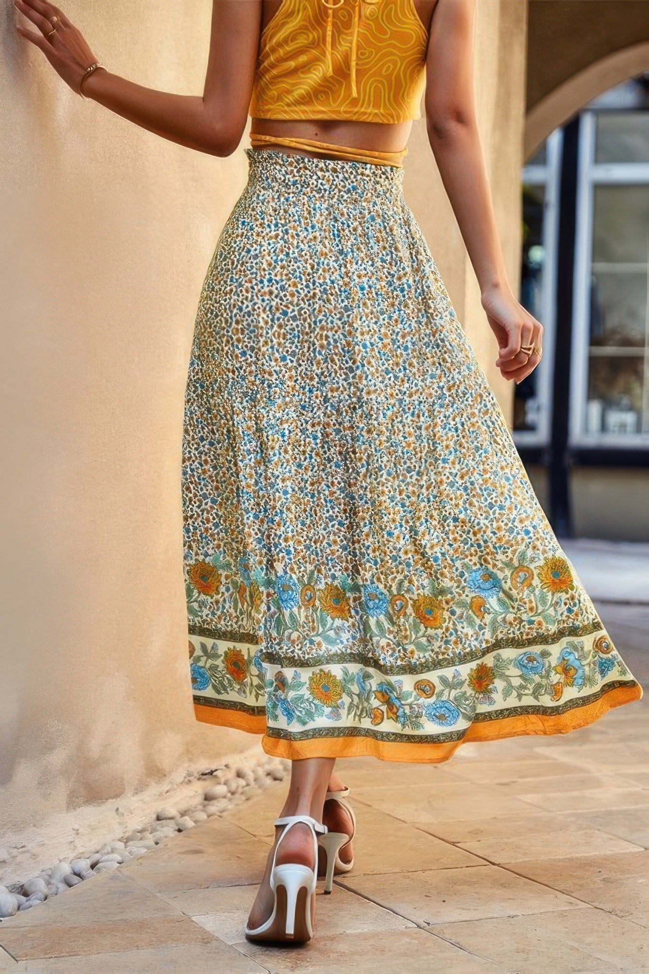 High Rise Drawstring Ruffled Maxi Skirt - Wear Arielle