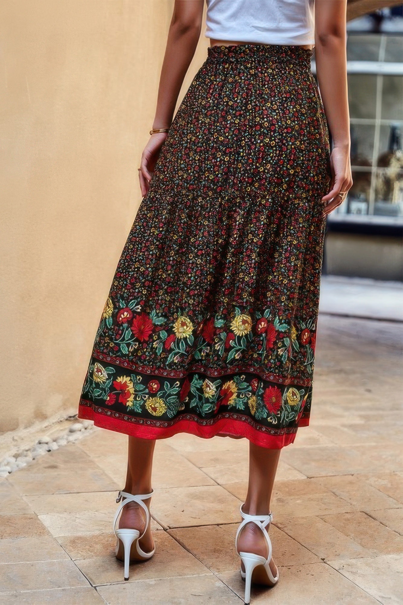 High Rise Drawstring Ruffled Maxi Skirt - Wear Arielle