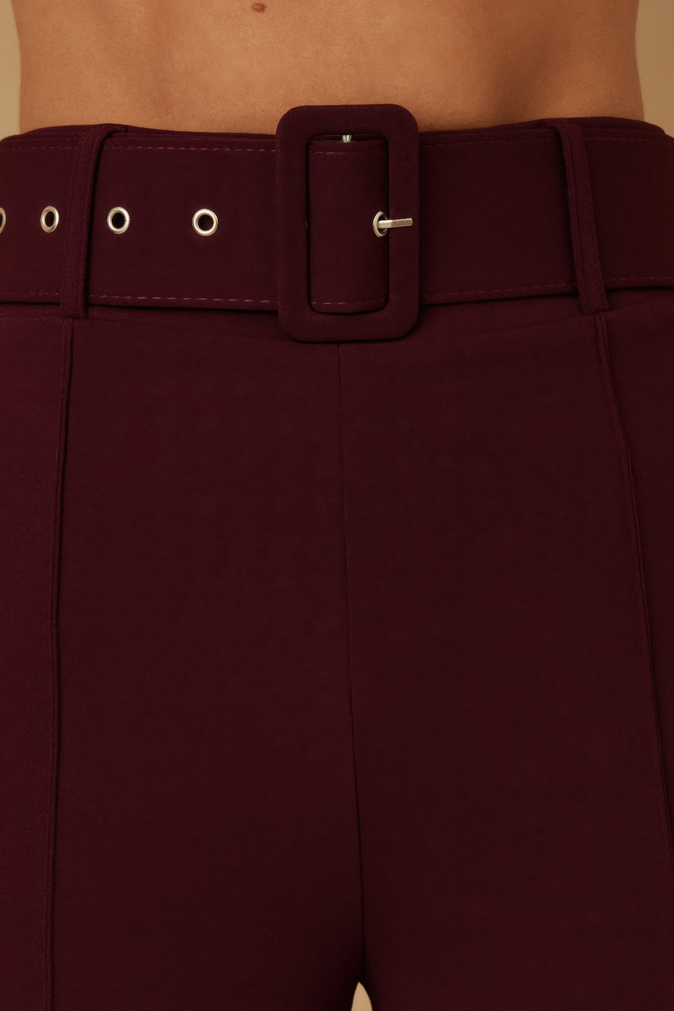 High Waist Pants With Buckle Belt - Wear Arielle