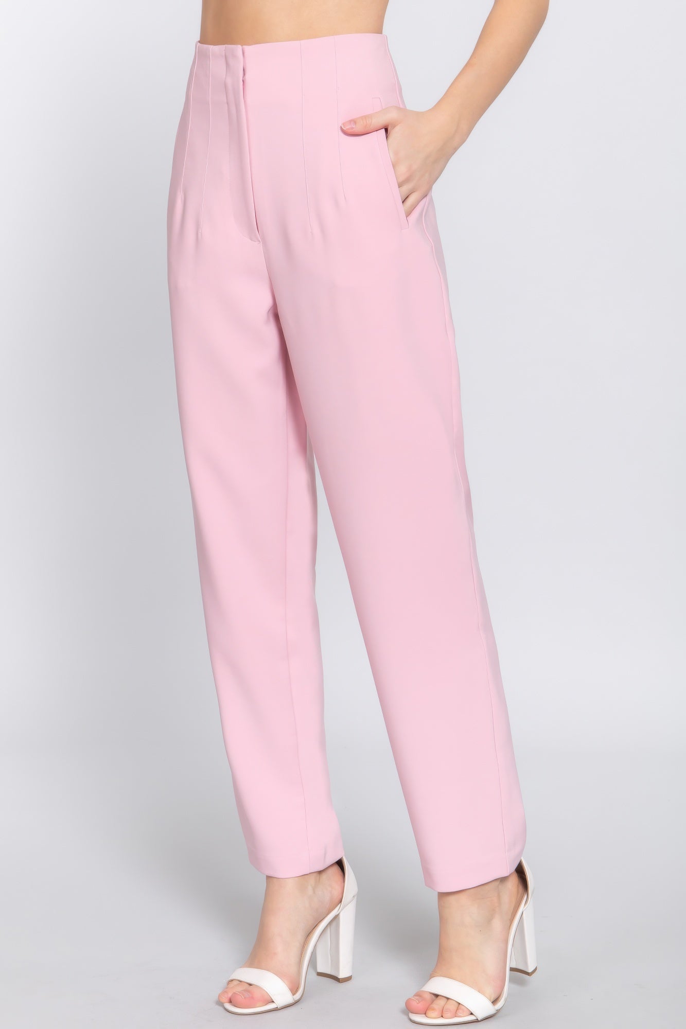 High Waist Pintuck Detail Long Pants - Wear Arielle