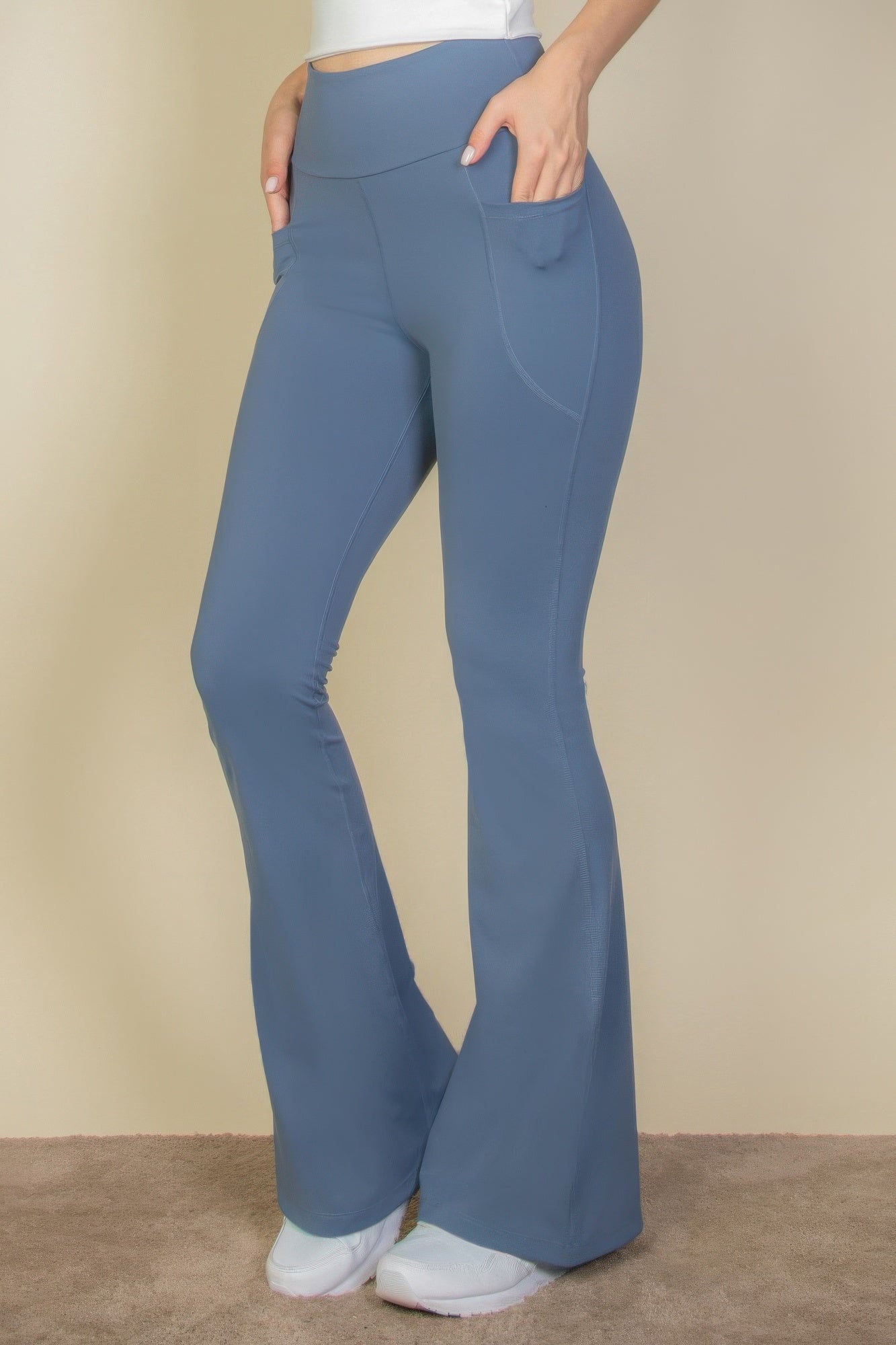 High Waist Side Pocket Flare Leggings - Wear Arielle