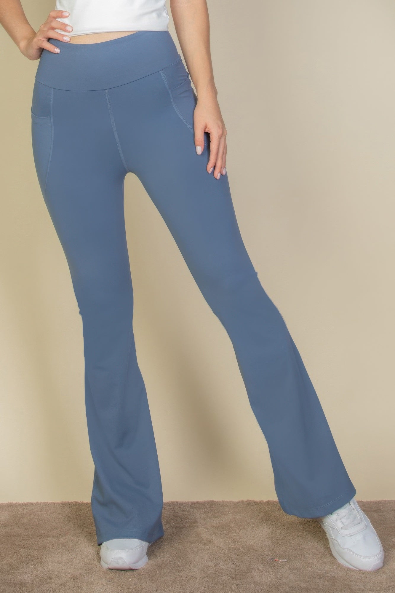 High Waist Side Pocket Flare Leggings - Wear Arielle