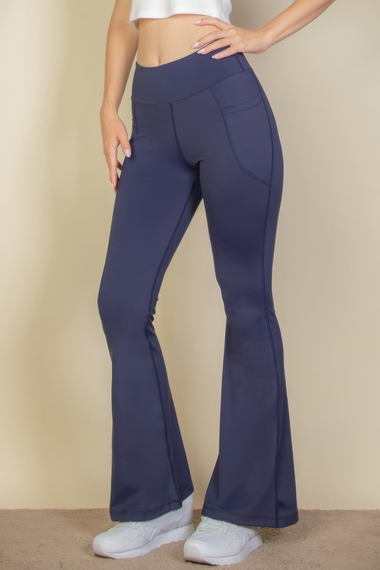 High Waist Side Pocket Flare Leggings - Wear Arielle