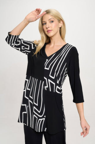 Hit Contrast V - neck Tunic Top - Wear Arielle