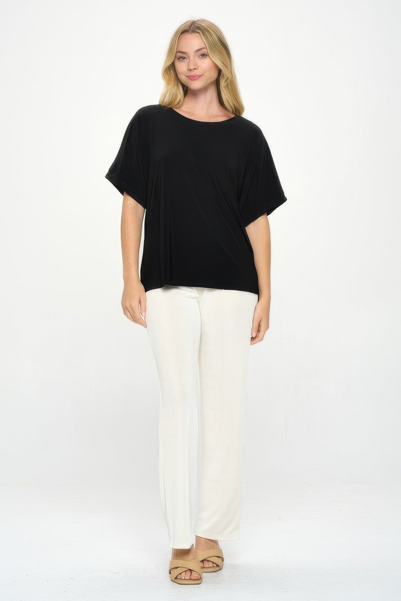 Hit Inbinding Neck Contrast Dolman Sleeve Top - Wear Arielle