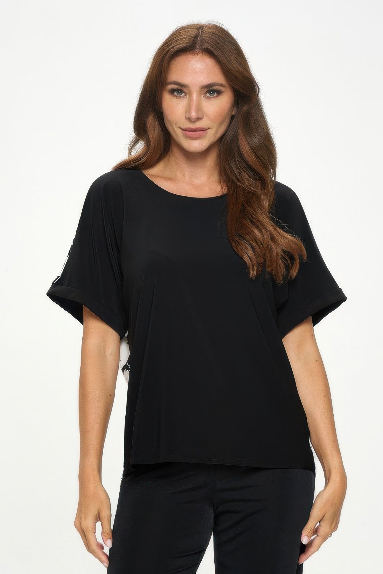 Hit Inbinding Neck Contrast Dolman Sleeve Top - Wear Arielle