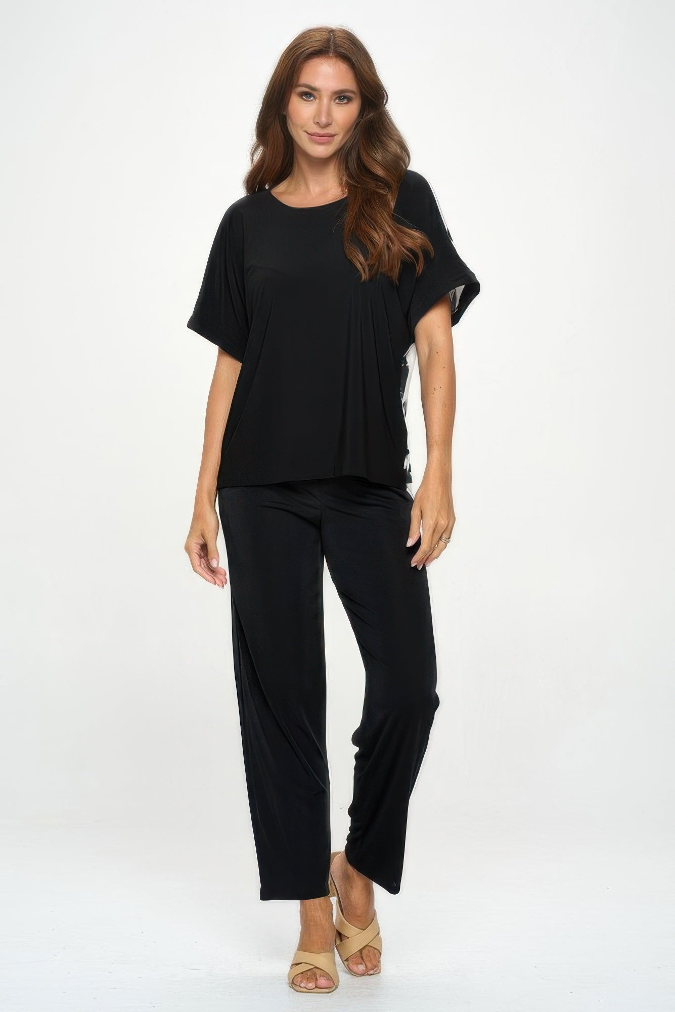 Hit Inbinding Neck Contrast Dolman Sleeve Top - Wear Arielle