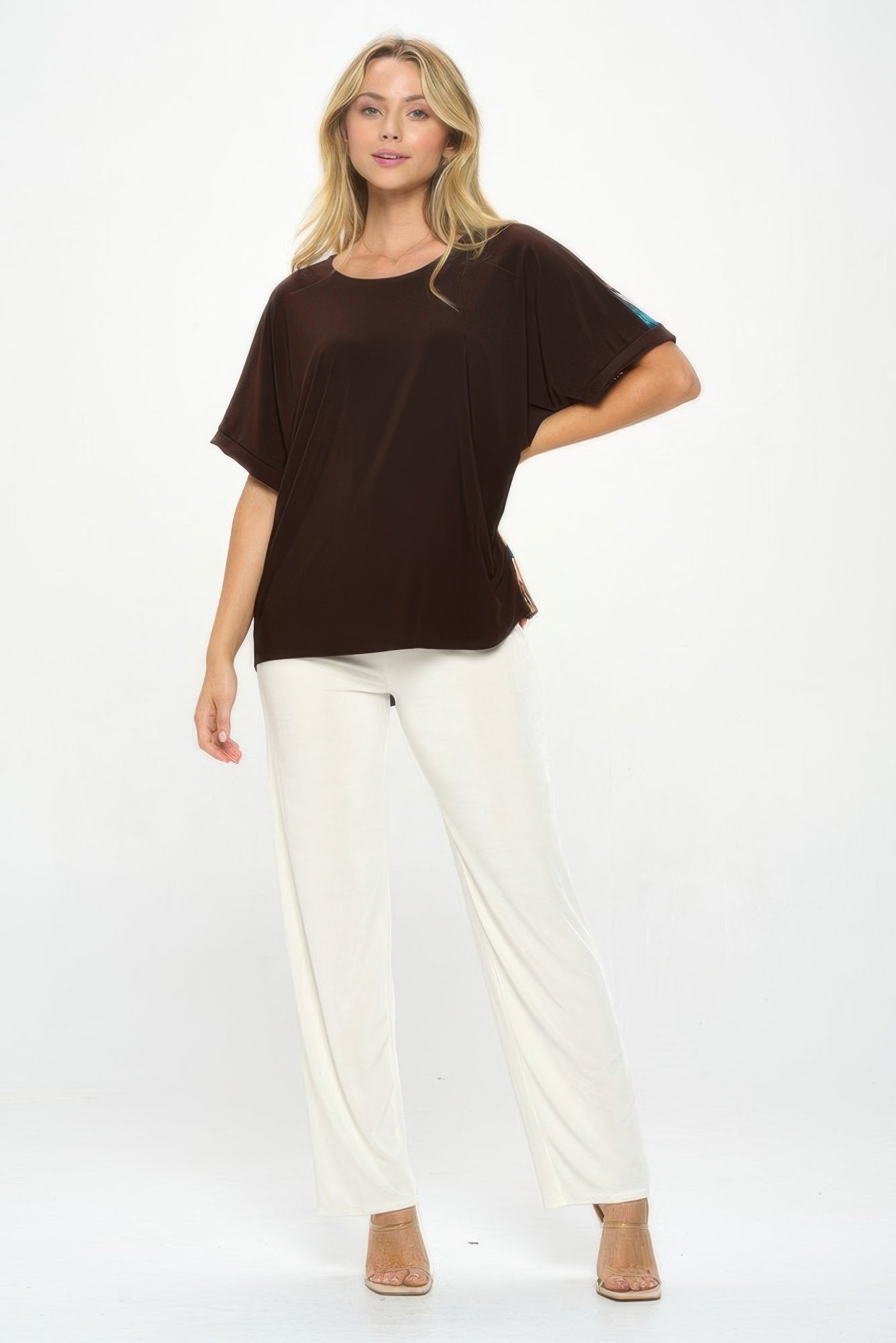 Hit Inbinding Neck Contrast Dolman Sleeve Top - Wear Arielle