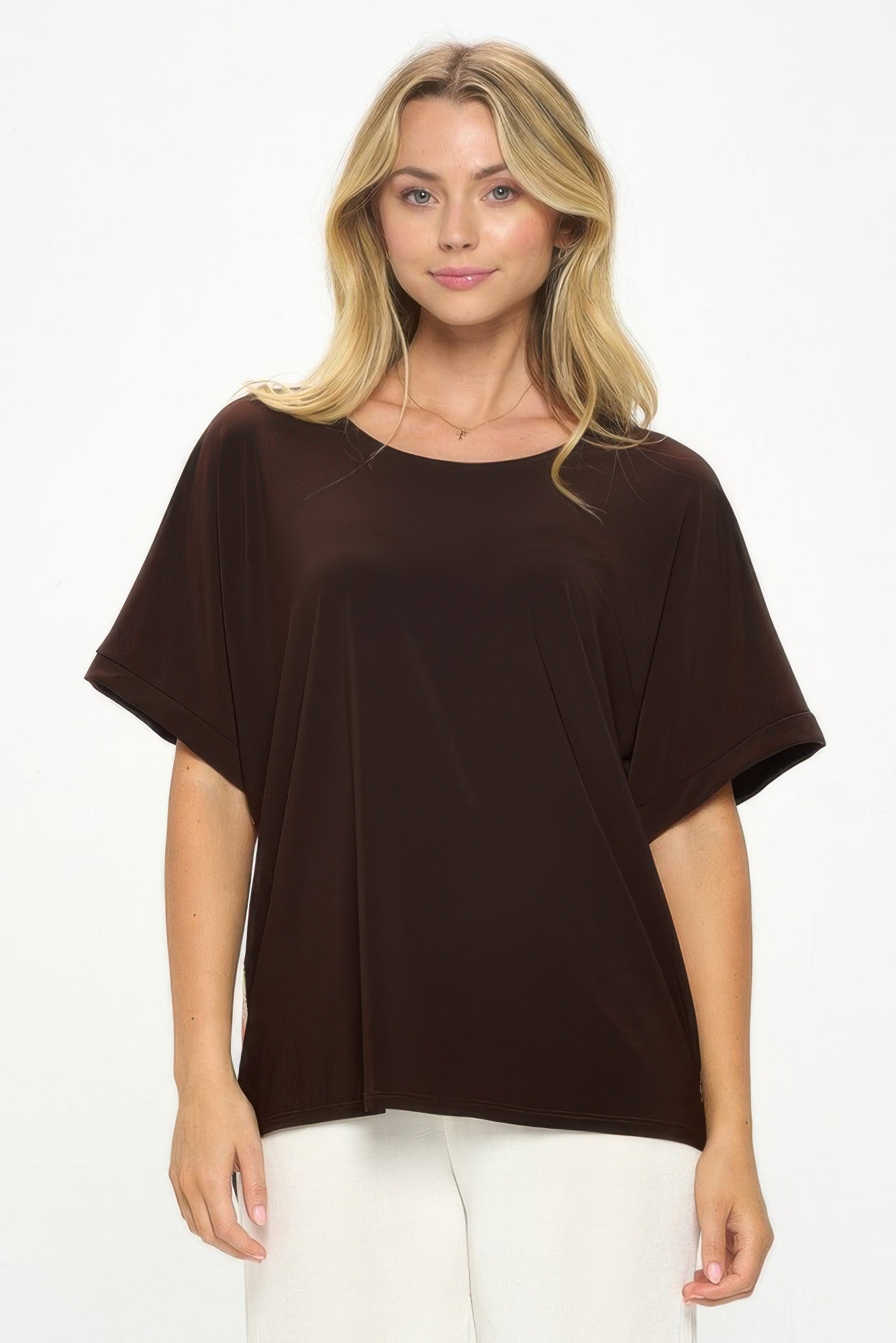 Hit Inbinding Neck Contrast Dolman Sleeve Top - Wear Arielle