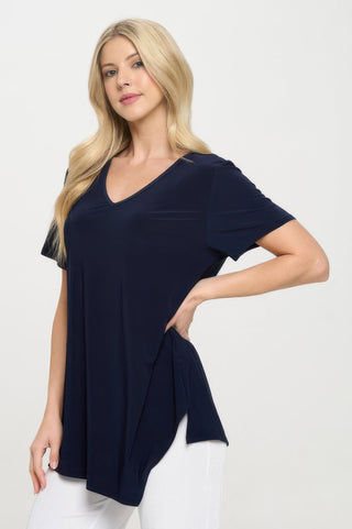 Hit Point V Neck Short Sleeve Top - Wear Arielle