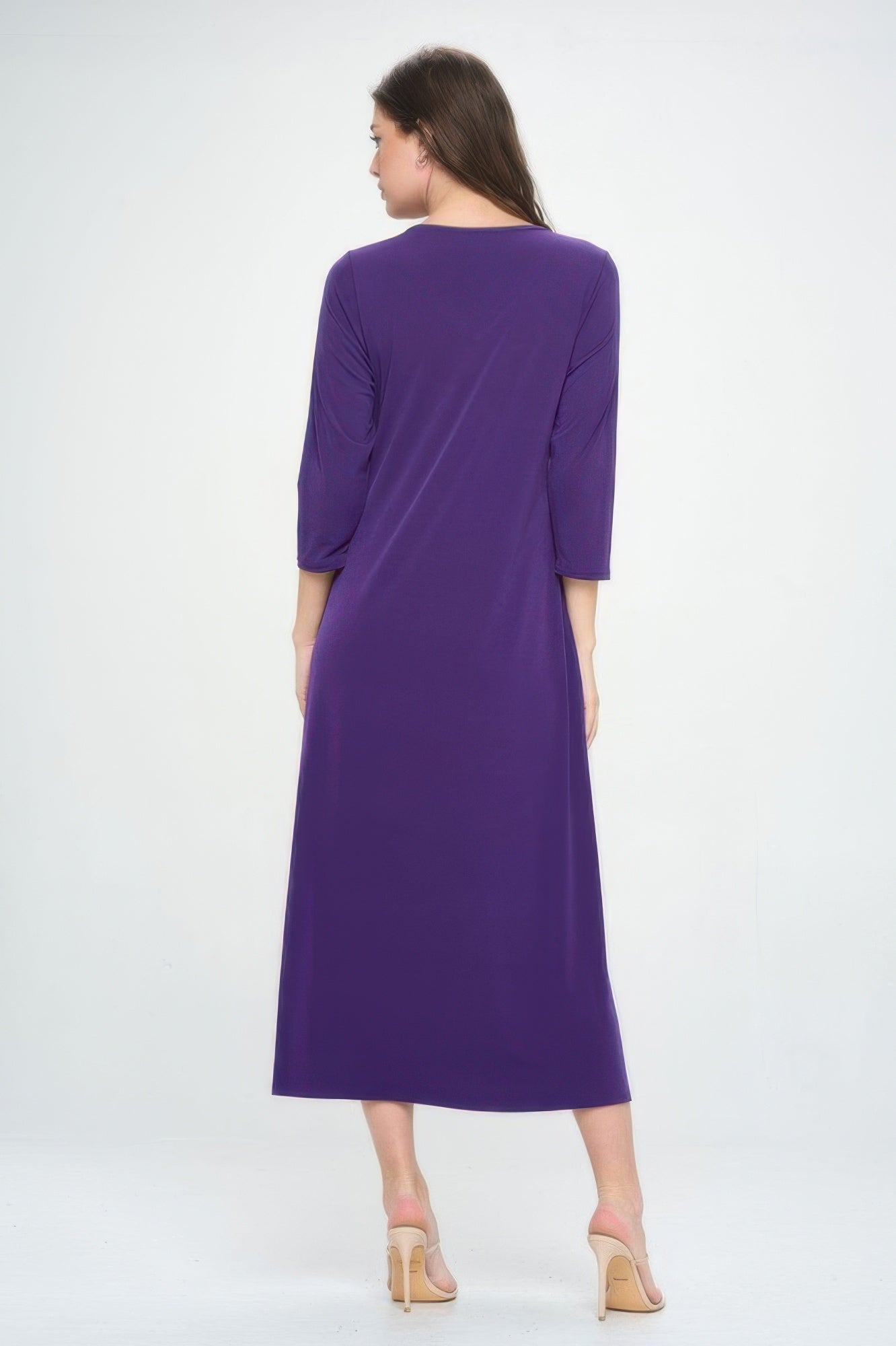 Hit V - neck Long Dress W/pocket - Wear Arielle